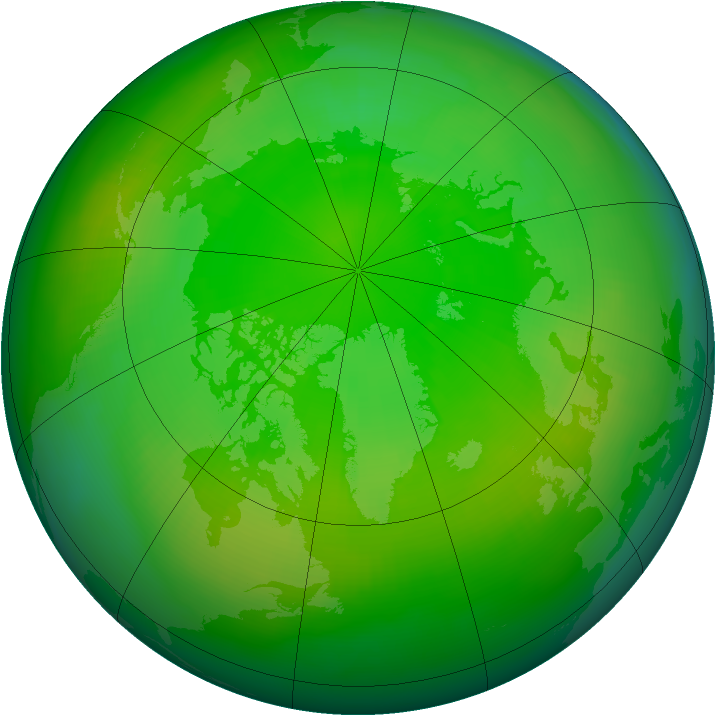 Arctic ozone map for July 1998